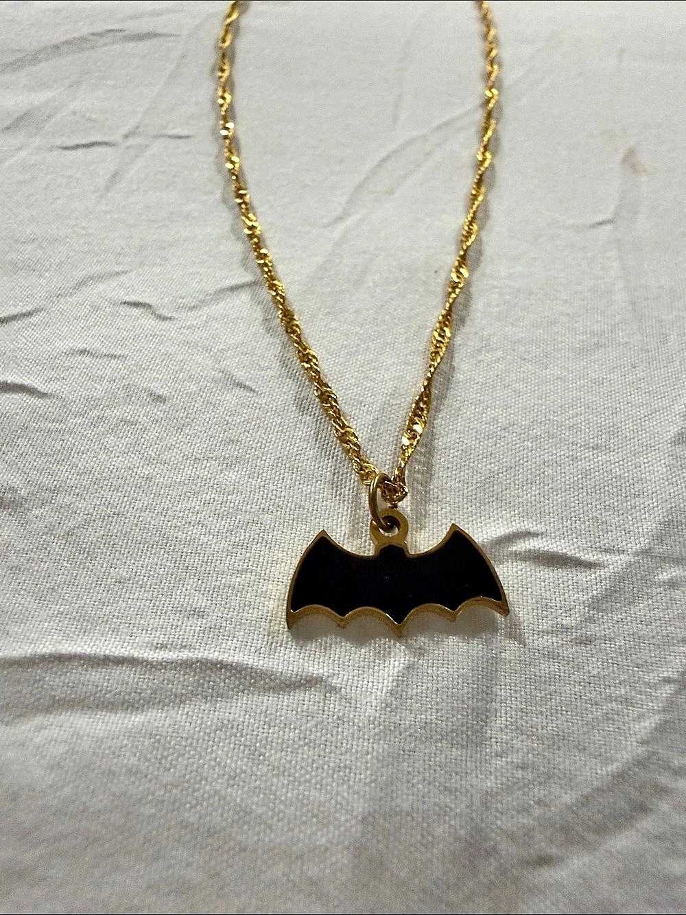 14k Gold Filled Chain with Stainless Steel Bat Pendant Necklace | New